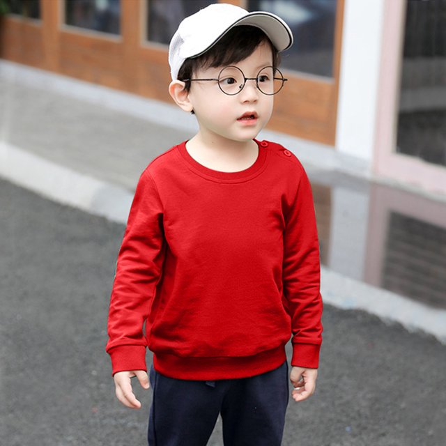 LSLJS Toddler Baby Boy Girl Fleece Pullover Sweatshirt Solid Color Crewneck Blouse Shirt Tops Warm Fall Winter Clothes