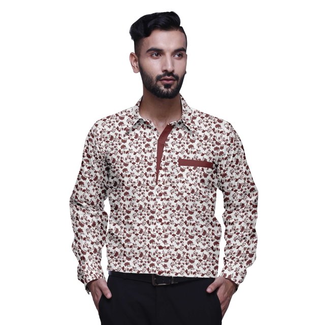 BESTMAN PrintedShirtsFor Men Long Sleeve Button DownCasual Cotton Dress Shirt