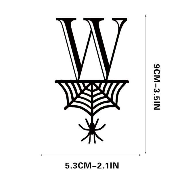 Spider Halloween Decoration Hang Tag Set with 26 Iron Letters 5.3 cm x 9 cm, Black Rope Included