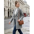thumbnail image 3 of INSPIRE CHIC Women's Double Breasted Lapel Raglan Long Sleeve Mid Length Overcoat, 3 of 5