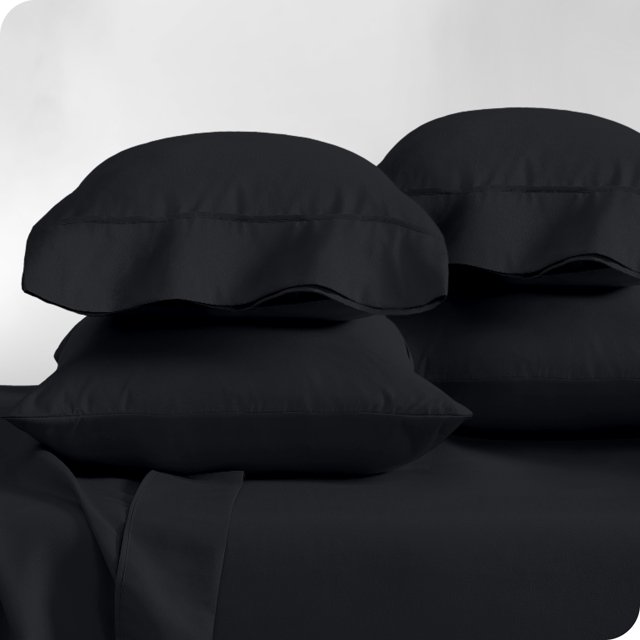 Bare Home Pillowcase Set - Premium 1800 Collection - Double Brushed - Ultra Soft - Standard Size, Black, 4 Count