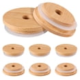 thumbnail image 1 of 8 Pcs Couvercles de Bocaux Mason à Grand Ouverture Couvercles de Mise en Conserve Réguliers Couvercles de Bocaux en Bambou Réutilisables avec Trou pour Paille, 1 of 6