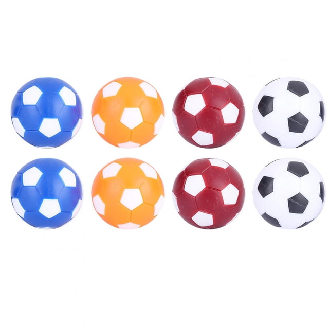 Tabletop Soccer Ball, 8PCS Mini Colorful Table Soccer Balls made of durable rubber material. Includes eight vibrant mini soccer balls in blue, orange, red, and black-and-white designs, each with a diameter of 36mm (1.4in). Ideal for team sports, soccer accessories, games, counting activities, or as gifts for kids.