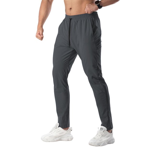 Ceisia Men Solid Color Loose Casual Pants Elastic Waist Drawstring Sports Gift Work Trousers