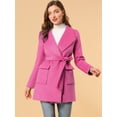 thumbnail image 4 of INSPIRE CHIC Trench-Coat Long à Col Châle Ceinturé pour Femmes Turquoise L, 4 of 6