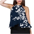 thumbnail image 2 of Weiqiqre Womens Summer Tops Adjustable Tie Neckline Ruffle Hem Sleeveless Flowy Halter Tops, 2 of 6