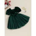 thumbnail image 3 of FOCUSNORM Enfants Filles Robe Couleur Unie Cou Carré Courte Robe Manches Bouffantes Automne Mode Couches Tulle Robe de Princesse Casual avec Ceinture, 3 of 9