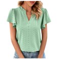 thumbnail image 1 of Birdeem Womens Spring and Summer Gold Lace Stitching V-Neck Solid Color Bottom T-Shirt Hollow Top, 1 of 8