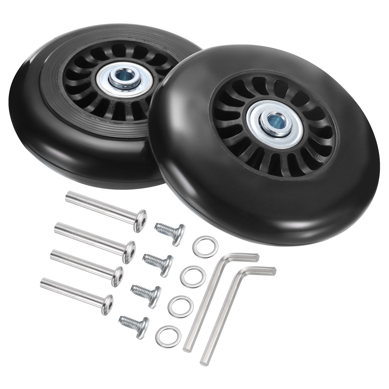 Uxcell Luggage Wheels Replacement 80 x 24 mm/3.4" x 0.9" for Suitcase, Black, 2 Set