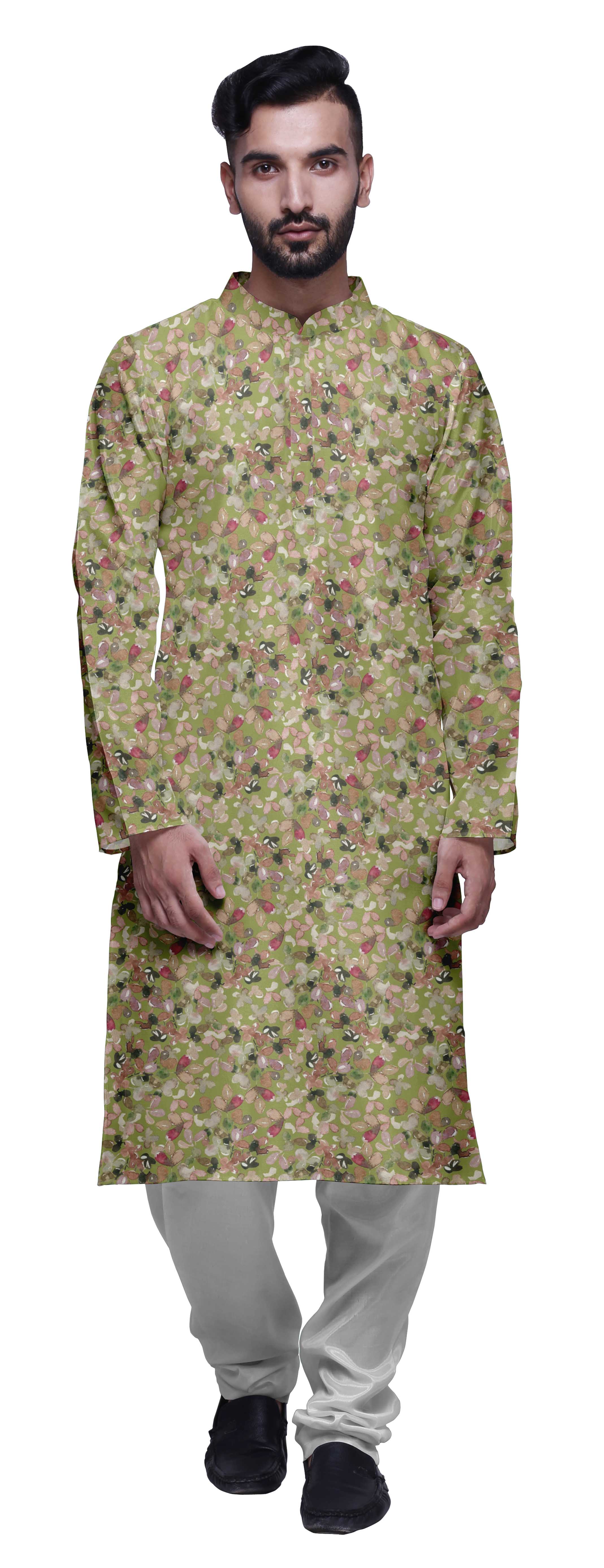 Atasi Party Wear Kurta Pajama For Men Mandarin Collar Ethnic Printed Kurta Set
