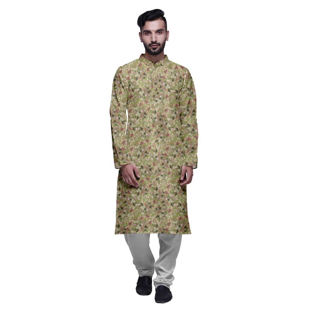 Atasi Party Wear Kurta Pajama For Men Mandarin Collar Ethnic Printed Kurta Set
