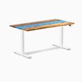 thumbnail image 1 of Desky Bureau Assis-Debout en Bois Dur à Résine Double - Rivière Bleue en Teck / 60 x 30 Pouces / Blanc, 1 of 10