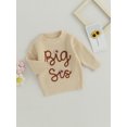 thumbnail image 3 of SUNSIOM Kid Girl Autumn Sweater, Long Sleeve Round Neck Flower Letter Embroidery Pattern Knitwear Pullover, 3 of 8