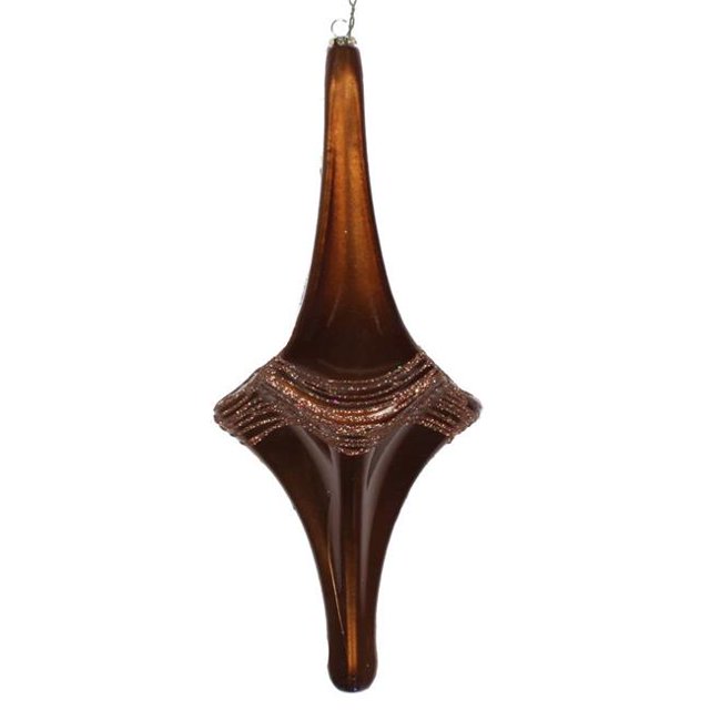Vickerman MT194176D 12 in. Mocha Candy Glitter Drop Ornament