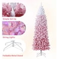 thumbnail image 3 of 6 Ft Pre-Lit Christmas Trees,Pre-Lit Snow Flocked Pencil Christmas Tree with Foldable Base,Lighted Christmas Decoration for Home Party Office,White&Pink, 3 of 7