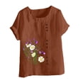 thumbnail image 4 of Cameland Hauts pour Femmes Col Rond Manches Courtes Imprimé Floral Chemise Ample, 4 of 4