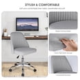 thumbnail image 3 of Chaise de Bureau à Domicile Moderne en Tissu de Lin, Chaise d'Ordinateur Pivotante Réglable à Dossier Mi-Haut, Mignonne Chaise de Travail Rembourrée Sans Accoudoirs, Gris, 3 of 9