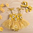 thumbnail image 2 of MIASHUI Barboteuse Sans Manches à Imprimé Floral pour Filles, Robe Tutu en Maille avec Bandeaux, Jaune, 6-12 Mois, 2 of 4