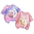 thumbnail image 1 of Jamicy T-Shirts pour Filles Mode Enfants Hauts Mignons pour Filles 2 Pcs Manches Courtes T-Shirts d'Été Mode T-Shirts Graphiques Col Rond Chandail, 1 of 3