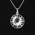 thumbnail image 1 of Pendant Flat Bead Natural Stone Crystal Quartz Silver Color Necklace Women Men, 1 of 6