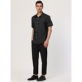 thumbnail image 4 of INSPIRE CHIC Men's Short Sleeves Polka Dots Button Down Shirt Black 38, 4 of 7