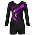 thumbnail image 3 of Loodgao Justaucorps de Danse et Gymnastique pour Filles Manches Longues Col Rond avec Short Violet 10, 3 of 6