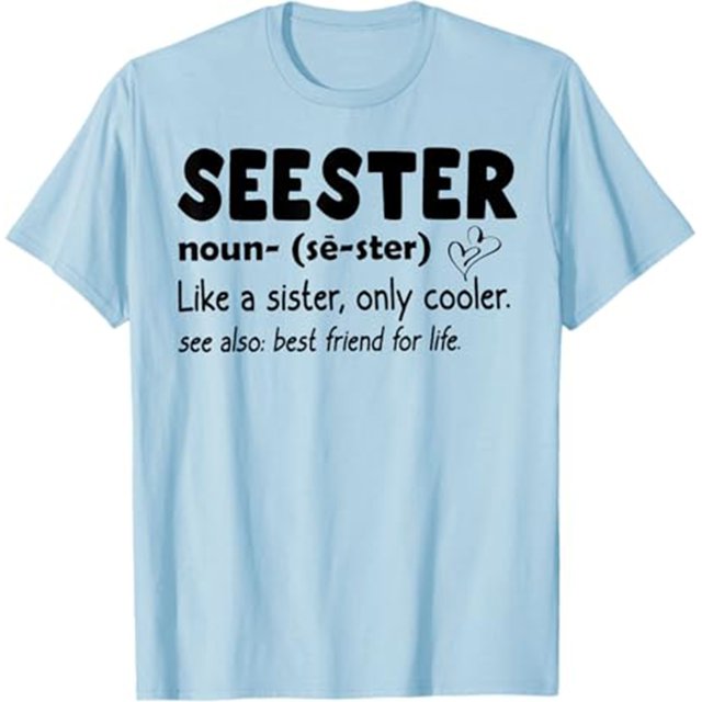 LUOGENLI T-shirts pour Femmes Mode Décontractée Top Seester Manches Courtes Col Rond T-shirts Graphiques TTG Bleu Clair m
