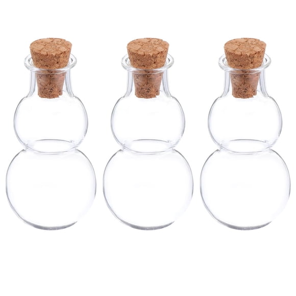 LNGOOR 3 Pcs Small Gems Jar Juice Bottles Sourdough Apothecary Jars with Lids Transparent