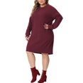 thumbnail image 4 of GRACE & GRANDEUR Robe Chandail Grande Taille pour Femmes à Manches Longues en Tricot Chandail Court Robes Chandail Armée 3X Bourgogne, 4 of 6