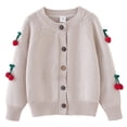 thumbnail image 2 of Zwiiyzr Girls Sweaters Kids Open Front Button Down Long Sleeve Knit Cardigans Sweater Cardigan Jacket 2-8Y Khaki, 2 of 3