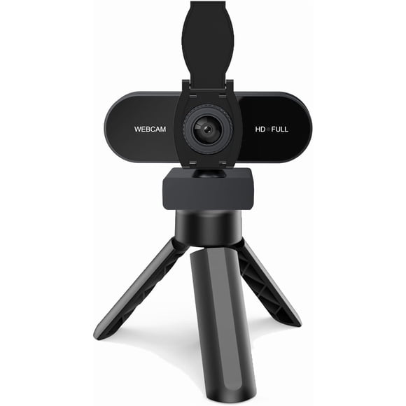 Caméra Web HD 1080P avec Microphone, Réduction du Bruit, Couverture de Confidentialité, Objectif Grand-Angle, Correction Automatique de la Lumière, Caméra Web Plug & USB pour Portable, Ordinateur de Bureau, PC, Zoom, Skype, Diffusion (1080P)