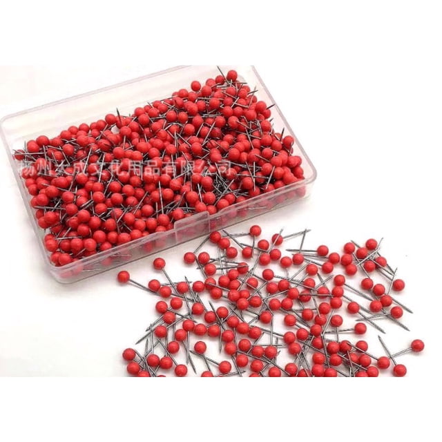 300 Pcs Épingles Droites Boîte de Rangement Décorations Aiguilles à Tricoter Exquises Accessoires Ménagers Accessoires de Couture Rouge