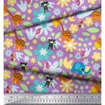 thumbnail image 3 of Soimoi Modal Satin Fabric Floral,Bird & Animal Cartoon Print Sewing Fabric Yard 42 Inch Wide, 3 of 3