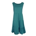 thumbnail image 2 of B91xZ Robe d'Été Sans Manches pour Femme, Col Ras du Cou, Décontractée, Ample, Plissée, à Étages, Évasée, Maxi, avec Poches, Vert G, 2 of 4