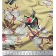 thumbnail image 1 of Soimoi Beige Poly Georgette Fabric Floral & Bird Print Fabric by the Yard 42 Inch Wide, 1 of 3