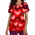 thumbnail image 1 of TIMIFIS Haut de Sarrau Rouge Femme Imprimé Manches Courtes Col en V Hauts Uniforme Saint-Valentin Imprimé Poches Blouse Soins Infirmiers avec Poches-Rouge Imprimé, 1 of 5