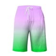 thumbnail image 4 of Plebaso Womens Casual Shorts Knee Length Drawstring Shorts Gradient Color Summer Wide Leg Shorts S-5XL, 4 of 6