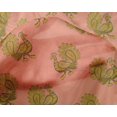 thumbnail image 4 of oneOone Silk Tabby Fabric Peacock Block Printed Fabric 1 Yard 42 Inch Wide, 4 of 4