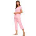 thumbnail image 2 of MINTLIMIT Ensembles de Pyjama Unis pour Femmes, Hauts à Manches Courtes et Pantalons Capri, 2 of 4