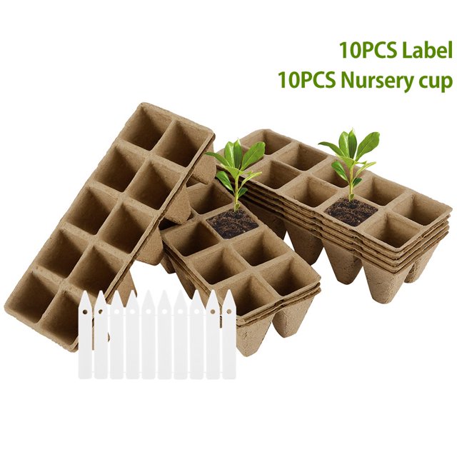 AMERTEER Seed Starter Tray Cell Peat Pots Kits Biodegradable Compostable Planting Pots for Garden Seedling Vegetable Flower