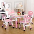 thumbnail image 1 of Kids Table and Chairs Set, Height Adjustable Desk with 4 Seats for Ages 2-10,Arts & Crafts Table,Graffiti Desktop, Non-Slip Legs, Max 300lbs, Children Multi-Activity Table for Classrooms,Daycares,Home, 1 of 8