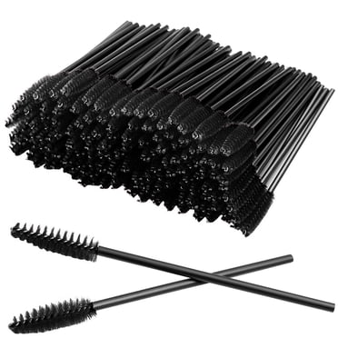 100 Pcs Disposable Mascara Wands and Disposable Lipstick Applicator, Eyebrow Spoolie Brush Eyelash Applicators Eyelash Extension Tools (Black)