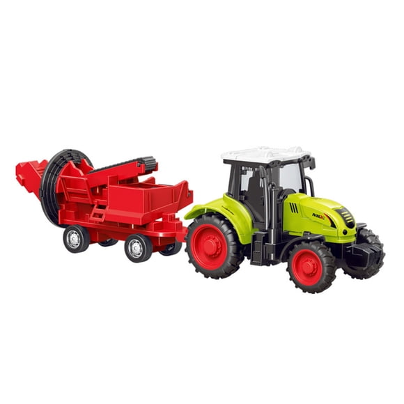 Jouet de Tracteur de Ferme Rouge à Friction Véhicule Agricole 9.45X2.36X2.36 Pouces Pousser et Glisser Jouet Éducatif pour Enfants Design Réaliste