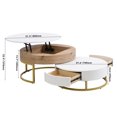 thumbnail image 2 of Kosynda Tables Basses Rondes Gigognes Ensemble de 2 avec Rangement, Ensemble de Tables Centrales Circulaires à Plateau Relevable avec 2 Tiroirs et Cadre en Métal pour Salon, Maison, Appartement, Bureau, Blanc, 2 of 12