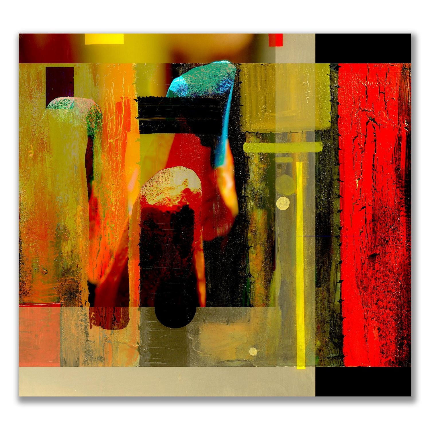 Designart Manifestation cubiste de rouge noir et vert Art mural sur toile