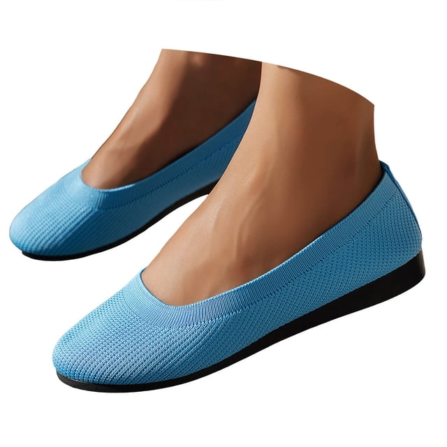 Dakaela Ballerines Chaussures Plates Femmes Habillées Bout Rond à Enfiler Ballerine Marche Mocassins à Petit Talon Compensé