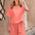 thumbnail image 2 of Timegard Hauts pour Femmes Été Coton Lin Manches Courtes Col Rond Léger T-Shirt Basique Décontracté Ample Hauts, 2 of 6