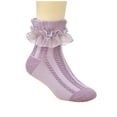 thumbnail image 2 of RXIRUCGD 3PC Children's Lace Lace Girls' Socks Cotton Mesh Princess Socks Cute Mid Length Socks( Purple, Size:L ), 2 of 3