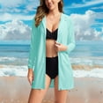 thumbnail image 2 of BiZtdJrK Womens Swim Cover Up Sun Protection Hoodie Lightweight Long Sleeve Zip up Sun Protective Suits Going Out Tops with Pockets Mint Green M Spring Savings, 2 of 10