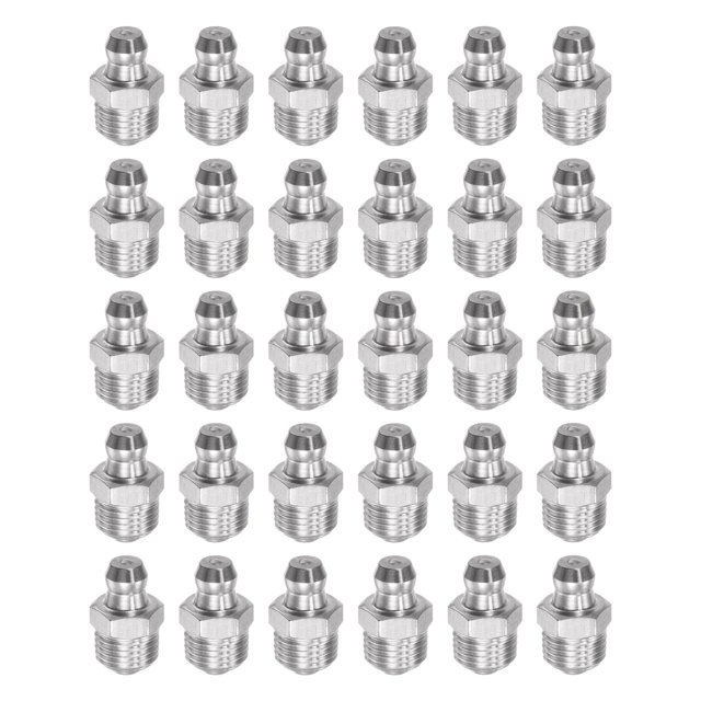 Unique Bargains 304 Stainless Steel Straight Hydraulic Grease Fitting M10 x 1mm Thread 30 Pack